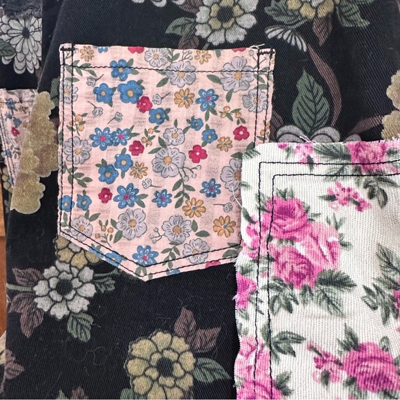 POL Wide Leg Floral Print and Patchwork Overalls - Picture 8 of 16